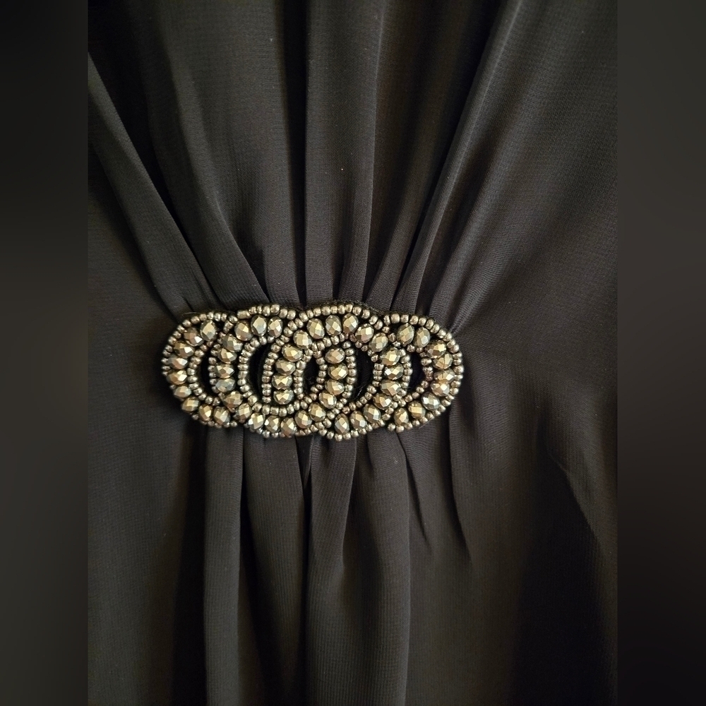 NWOT | Connected Apparel | Black V-Neck Dress with Flutter Sleeves | Size: 10 - Picture 7 of 9